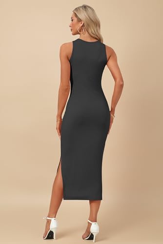 Image of AUSELILY Womens Summer Bodycon Dresses 2026 Basic Casual Sleeveless Knit Tank Midi Dress