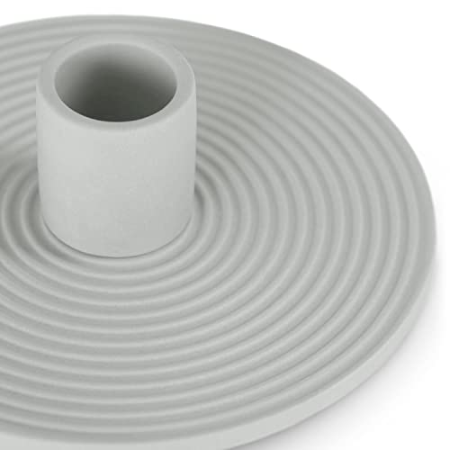 AmeliaHome Morab Ceramic Candle Holder 12 x 3.5 cm Grey, Morab Grey, 12x3,5 cm - Image 2