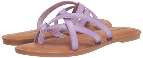 Amazon Essentials Women's Strappy Slide Flat Sandal, Lavender, 9.5