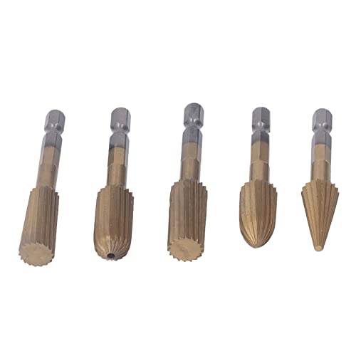 Set de 5 fresas rotativas de acero tungsteno de 1/4 pulg miniatura 4