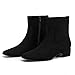 Athlefit Women's Chunky Low Heel Ankle Boots Fashion Black Suede Square Toe Short Booties with Side Zipper Size 9