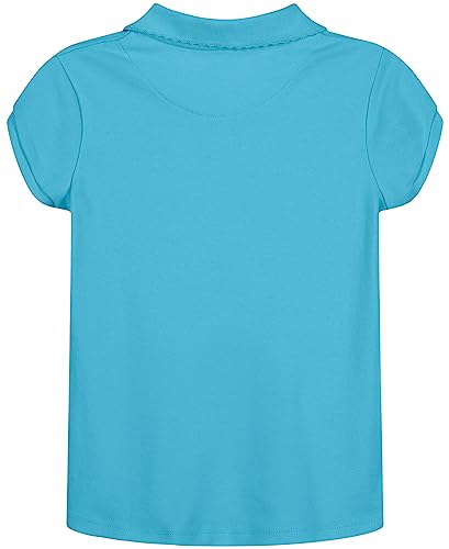 Image of Nautica Girls' School Uniform Short Sleeve Polo Shirt, Button Closure, Soft Pique Fabric