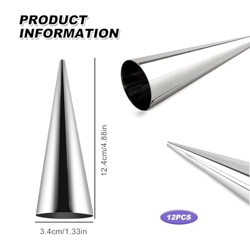 Cannoli Moulds Tubes, 12 Pcs Cream Horn Molds Non Stick Stainless Steel Cannoli Cream Roll Forms Moulds for Baking Pastry - Image 2