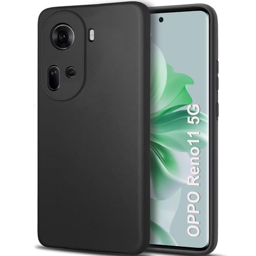 Image of TheGiftKart Sleek Back Cover Case for Oppo Reno 11 5G | Slim Fit Protective Design | Ultra Matte Finish | Camera Protection Bump | Soft Silicon Back Cover Case for Oppo Reno 11 5G (Silicone, Black)