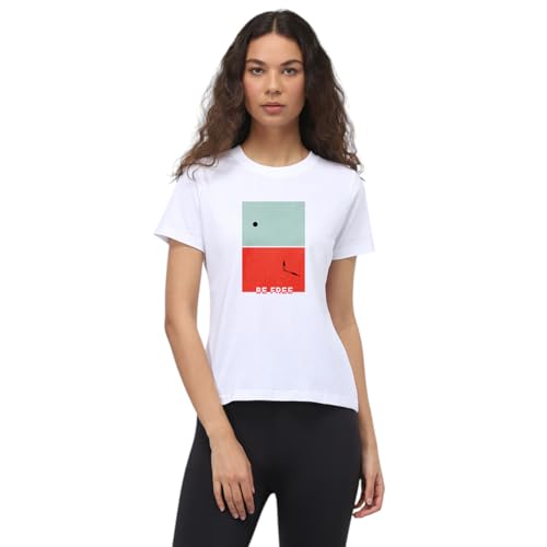 Image of Nobero Women's Graphic Printed T-Shirt | Regular Fit 180 GSM Cotton Tee for Women | Comfortable Round Neck Casual Wear