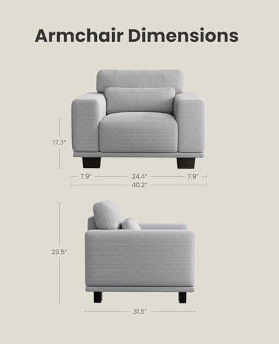 Image of Amada 40 inch Oversized Accent Sofa Chair, Modern Armchair with Deep Seat, Comfy Upholstered Large Reading Chair with Removable Washable Covers for Living Room & Bedroom Office, Grey