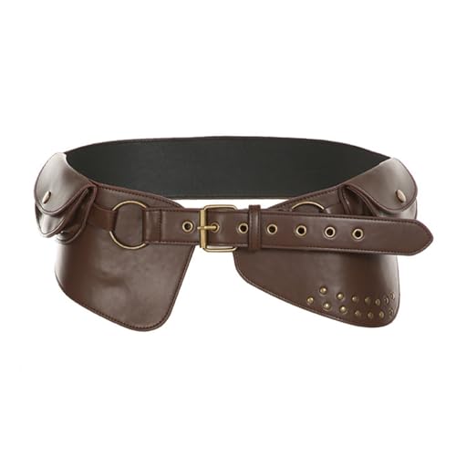 Womens Studded Leather Belt Rock Fashion Retro Metal Buckle Vintage Punk Adjustable Wide Cargo Belts