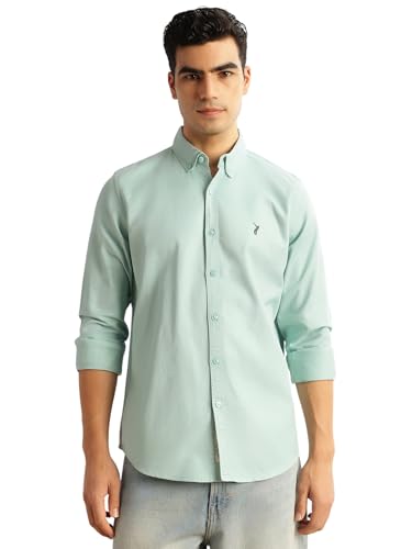 Image of Thomas Scott Men's Cricket Club Collection Classic Regular Fit Twill Shirt | 100% Cotton Long Sleeve Solid Shirt with Button Down Collar (Available in Plus Size)