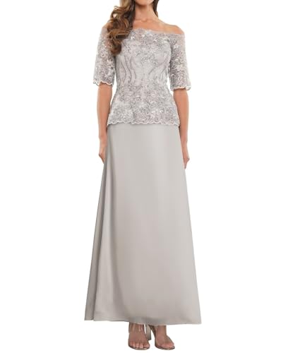 Off The Shoulder Mother of The Bride Dresses for Wedding Lace Long Chiffon Formal Evening Gown3