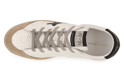AMA BRAND Deluxe, Sun, Chaussures Baskets Cuir Mode Casual Fashion, Blanc et noir., 43 EU – vue 4