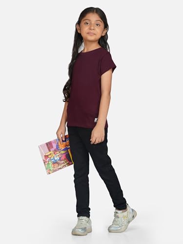 Image of Kids Round Neck Girls Tshirt | Short Sleeves | Natural Organic 100% Cotton Soft Comfortable Fabric | Plain Color Original Branded Half Sleeve | School t-Shirt for Girl Kid | Sleepwear Everyday Casual