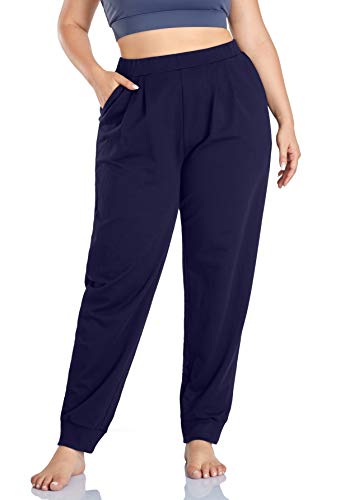 ZERDOCEAN Women's Plus Size Sweatpants Jogger Pants Active Pant Workout Running Pants with Pockets Navy 1X