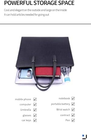 Fingerprint Lock Leather Business Briefcase,14" inches Laptop Compartment Waterproof Anti-theft Business Bag for Man Woman,Black