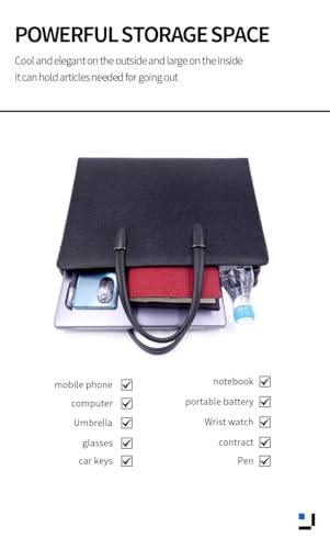 Fingerprint Lock Leather Business Briefcase,14" inches Laptop Compartment Waterproof Anti-theft Business Bag for Man Woman,Black2