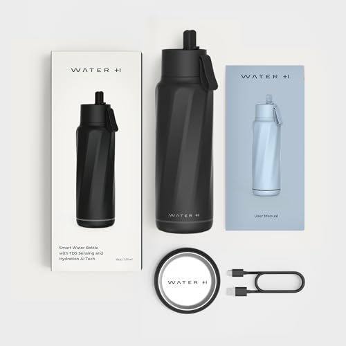 WATERH Vita Smarte Wasserflasche mit Erinnerung an Wasser zu trinken, BPA-freie, vakuumisolierte Wasserflaschen mit Filter und Strohhalm, Bluetooth-Ansaug-Wasser-Tracking-Flasche, ideal als Geschenk