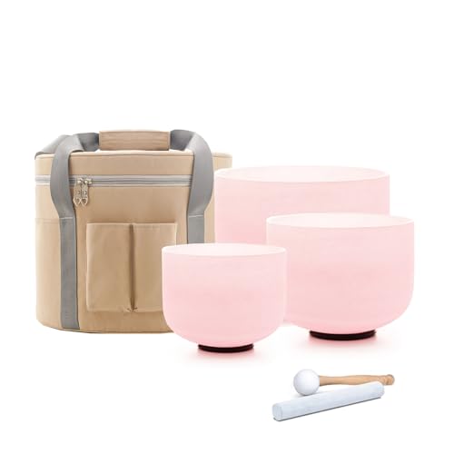 Bols chantants en cristal rose Hye-eun 432Hz | Trio 20-30 cm
