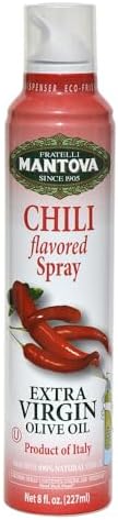 Mantova Pepper Flavored Extra Virgin Olive Oil Spray, 8 Oz Spray Bottle - Control Oil Amount - Great for Salads & Cooking