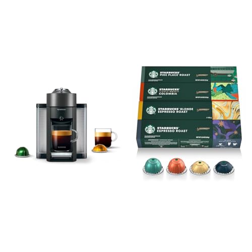 Nespresso Vertuo Coffee and Espresso Maker by De'Longhi, Graphite Metal + Starbucks Capsules