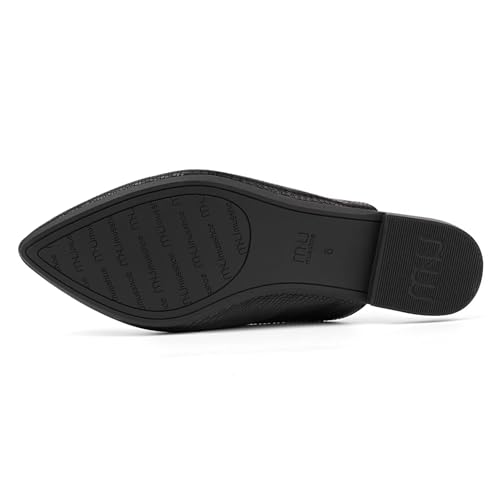 Image of MUSSHOE Women's Pointed Toe Mule Flats: Comfortable Lightweight Slip On Backless Loafers with Memory Foam for Office Work & Dressy Casual Wear