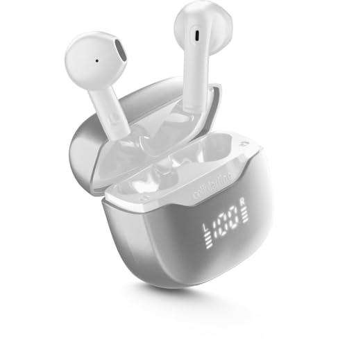 Cellularline Core Pro Auricolari Bluetooth Con Enc E 4 Microfoni, Multipoint Technology, Display Led, Autopairing, 30 Ore Di Autonomia, Bianco