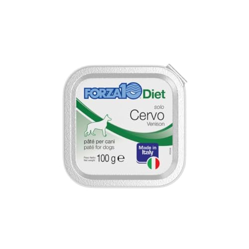 Forza 10 Umido Cane MONO gusto CERVO, alimento completo monoproteico per cani adulti di tutte le taglie e razze, alta digeribilità | 12 scatolette da 100 grammi l’una.