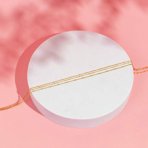 Pavoi Womens 14K Gold Plated Yellow Gold Curb Paperclip Box Sphere Bead Snake And Figaro Chain Adjustable Necklace thumb #3