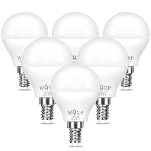 E14 Small Screw Light LED Bulb Cool White 40W Equivalent 500 Lumen 5 Watt SES Golf Ball Bulbs for Lamps 6500K Small Edison Screw P45 LED Lightbulb 220-240V Non-Dimmable Pack of 6