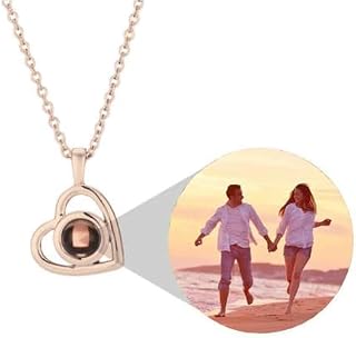 CZD Projection Necklace Personalised Photo,Necklace with Picture Inside,Photo Necklace Projection,Personalised Jewellery,Heart Locket Necklace,Sterling Silver Necklaces for Women