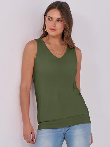 Image of ANRABESS Women Tank Tops Summer V Neck Sleeveless Casual Loose Fit Cute Cami Basic T Shirts Solid Tees 2026 Trendy Outfits