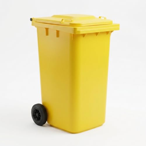 plasteo 240 Liter Gelbe Mülltonne Robuster Abfallbehälter für Mülltrennung Wetterfest & Langlebig Ideal für Recycling im Außenbereich