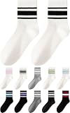 [KutsuGoods] クツグッズ ラインソックス 靴下 レディース ショート socks 白 黒 スニーカー ランニング スポーツ (ホワイト×ブラック)
