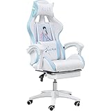 TASJS China Silla de Ordenador del Estilo Antiguo de China Casa Femenina reclinable Cómoda Silla Suave de Juego Silla ergonómica Silla giratoria Silla del Juego (Color : with footrest 1)