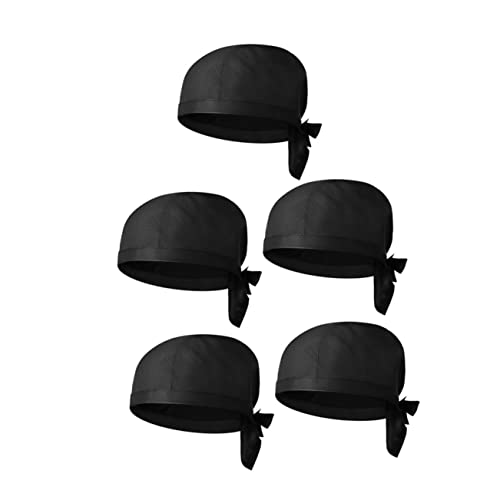 GALPADA 5pcs Unisex Chef Hats for Cooking Comfortable Caps for Men and Women for Restaurant Kitchen and Catering Service Waiter and Accessory Black