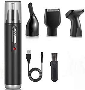 Ear and Nose Hair Trimmer Trimmer Detailer for Hygienic Grooming with Rinseable Interchangeable Heads for Eyebrows Nose Ears