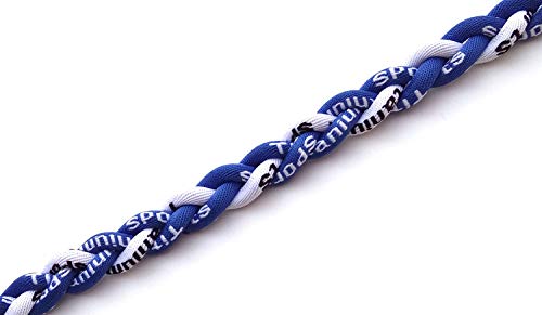 Cebuy 3 Rope Braided Tornado Titanium Sport Baseball Necklace 20" (Blue/White) #TOP1