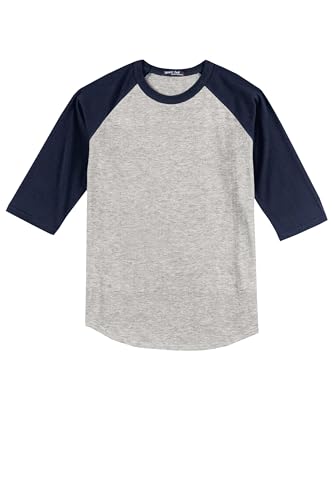 SPORT-TEK Unisex Colorblock Raglan Jersey Heather Grey/Navy