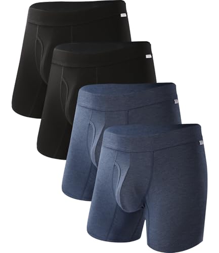 BAMBOO COOL Men's Underwear Boxer Briefs Pack Soft Breathable Long Underwear Boxer Briefs for Men