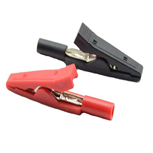 Image of 10Pcs 2mm Insulated Mini Test Alligator Clip With 2mm Female Banana Jack Red Black Insulated Safety Multimeter Test Leads Alligator Clips Plug Connectors