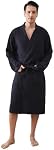 Mens Robes All-Season Waffle Lightweight Spa Knit Shawl Bathrobe Soft Knee Length Sleepwear