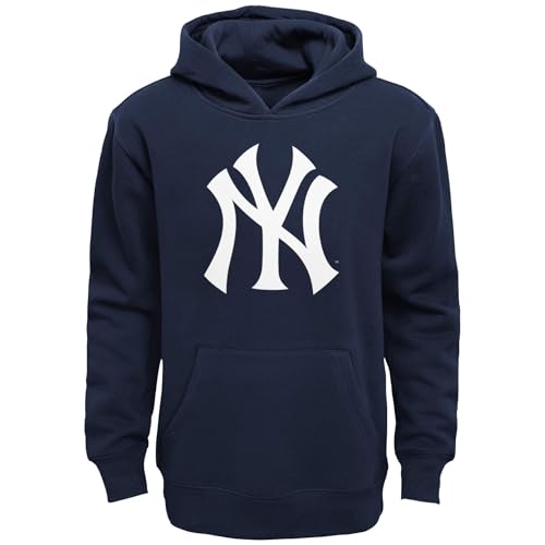 Outerstuff MLB Kids Youth 4-20 Official Primary Logo Fleece Lined Pullover Hoodie Sweatshirt (US Numeric 18 20 Regular New York Yankees - Navy New York Yankees)