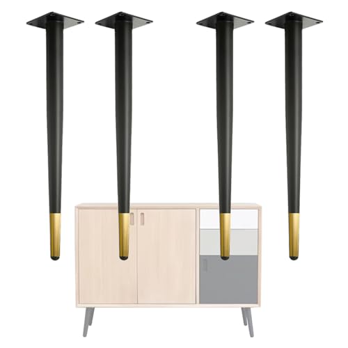 Patas de metal modernas para muebles, 4 unidades, patas de acero resistente para escritorios, mesas de comedor, taburetes, sofás, armarios, alturas ajustables de 4 a 28 pulgadas, acabado negro y
