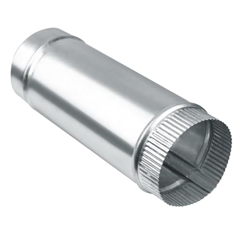 Evecad 4 Inch Round Dryer Duct Straight Rigid Galvanized Steel Extendable Duct Extension Connector for Ventilation Equipment