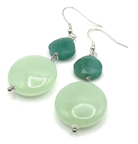 Boucles d'oreilles Aventurine Vert Argent 925 bijoux minimalistes pour femme