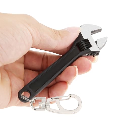 OriGlam Mini Wrench Tool Keychain Spanner Keyring Pendant Keychain Creative Mini Adjustable Wrench Key Chain (Black)