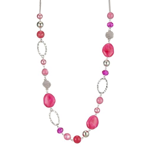 FULU AUTUMN Collier Long de Perles en Argent - Collier Boheme Long avec Perles de Cristal et de...