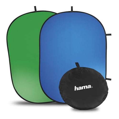 Hama Fotohintergrund 2in1: Greenscreen, Bluescreen, faltbar (Falthintergrund 150 x 200 cm f&uuml;r Fotografie, Video und Live-Stream, mit Schlaufen zum Aufh&auml;ngen, schnell aufbauen und abbauen) gr&uuml;n, blau