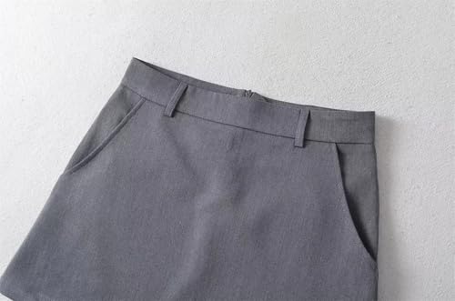 Women's Solid Color Mini A-Line Skirt High Waist Back Zipper Workplace Skirt4