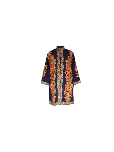 Image of Women Woolen Jacket With Kashmiri Embroidery Winter Wear Long Jacket For Women (Blue-5, X Large)