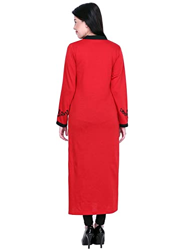 Image of Rosary Women's Winter Woolen Kurti Jacquard Straight Fit Ethnic Wear with 2 Side Pockets