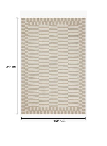 Image of Modern (High Low Pile) Pattern Wool Carpet with Loop Texture Yarn Anti Shedding Carpet Size 5x8 Feet B0 Beige Ivory Color